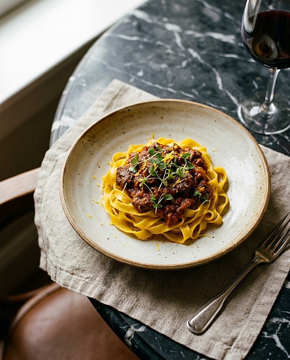 Tagliatelle au safran et ragù d'ossobuco